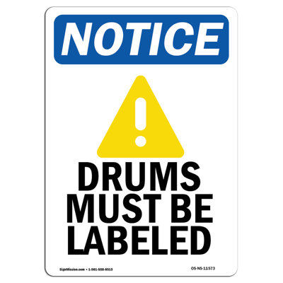 Drums Must Be Labeled Sign with Symbol