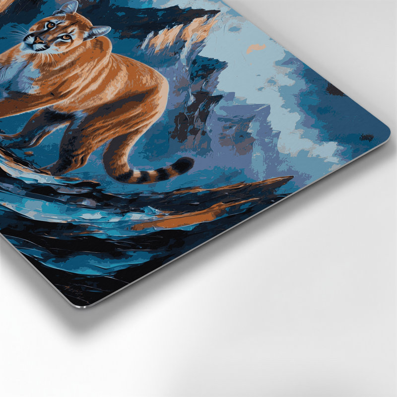 «Big Cats Rocky Mountain Cougar», art mural en métal gris, 24" H x 36" W