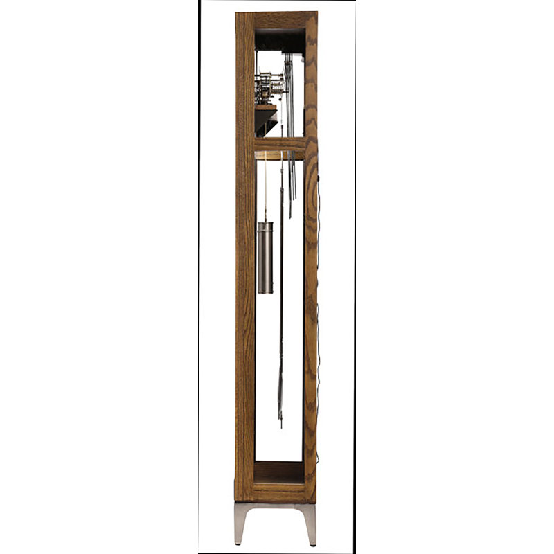 Brown Oak and Nickel Transitional Grandfather Clock