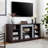 58.31" Cherry TV Media Stand with Faux Stacked Stone & Open Storage-1897615036-1897615037-1897601508