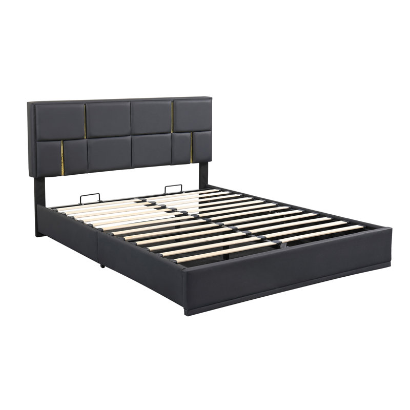 Upholstered Platform Bed With Hydraulic Storage System, No Box Spring Needed