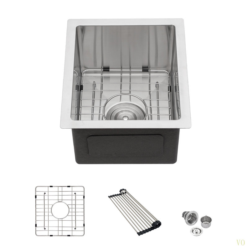 Évier de cuisine encastrable 13 po - Évier de cuisine encastré en acier inoxydable 13 po x 15 po x 9 po à cuve simple de calibre 16 / Évier de cuisine à cuve profonde de 9 po