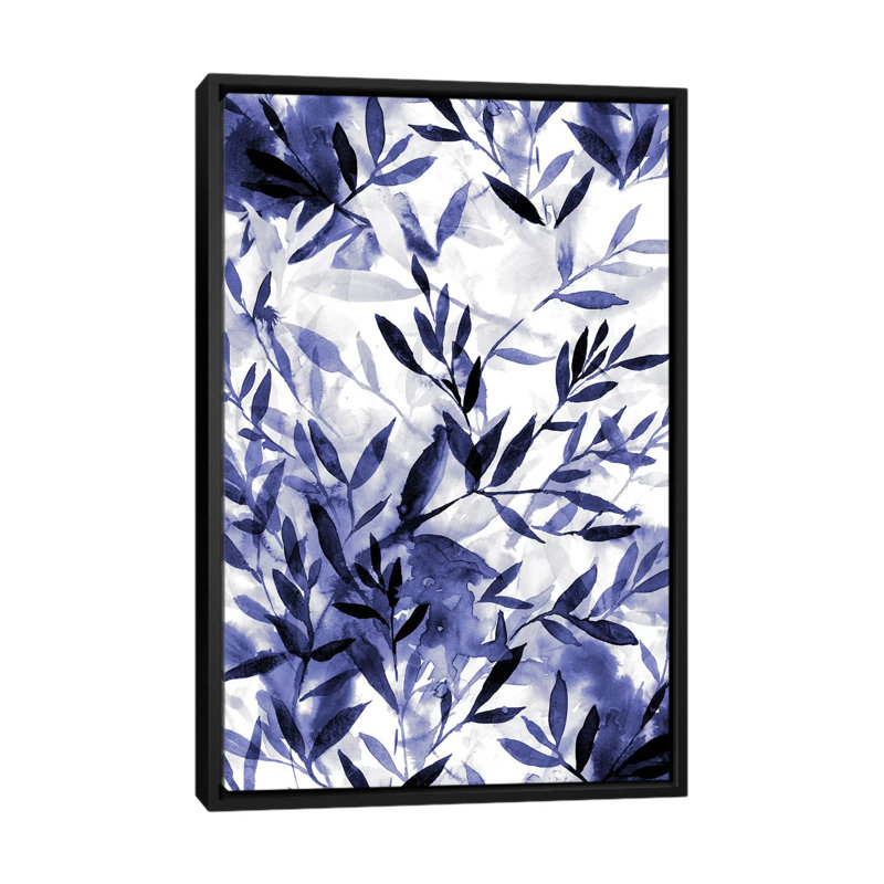 «Changements indigo», impression sur toile, H 26 po x l 18 po x P 1,5 po, Toile avec cadre noir, Pas de tapis
