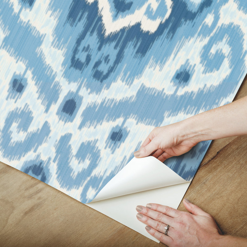 Rouleau de papier peint adhésif L 18 pi x l 18 po Bohemian, Bleu