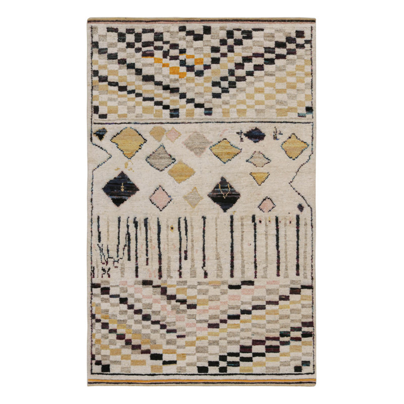 Moroccan Handmade Kilim Silk and Wool Geometric Area Rug, Rectangle 6' x 9'