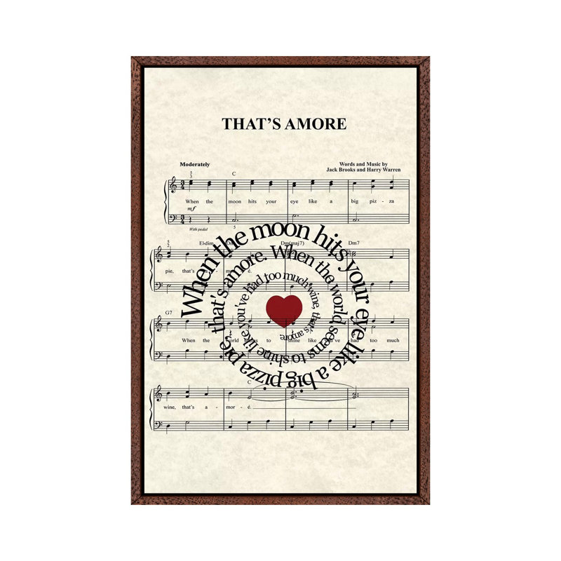 That's Amore - Print on Canvas, 101.6 cm H x 66.04 cm W, Classic Brown Wood Framed