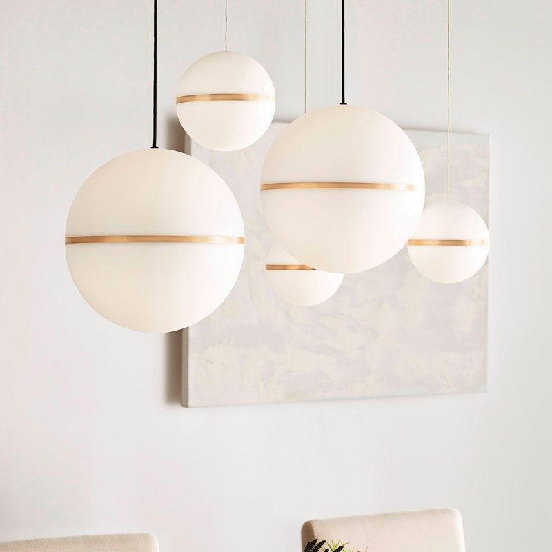 Hanea 1 - Light LED Pendant, Polished Nickel, !4" H x 14" D x 14" W