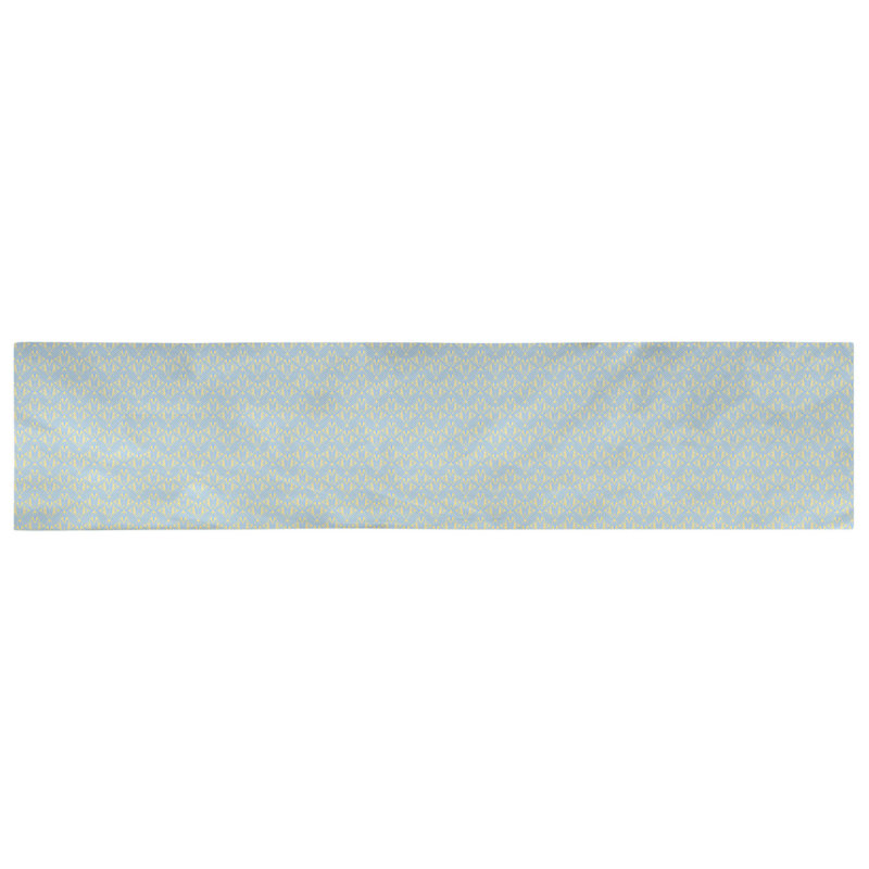 Chemin de table art déco Avicia, 72 po x 16 po, Bleu / Jaune, Sergé de coton