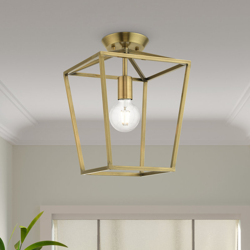 Luminaire suspendu géométrique 1 lumière Howington, Laiton antique