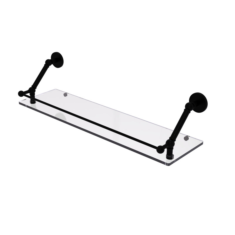 Tablette flottante Dalston avec barre de galerie, Noir mat, H 8 po x l 30 po x P 8,6 po