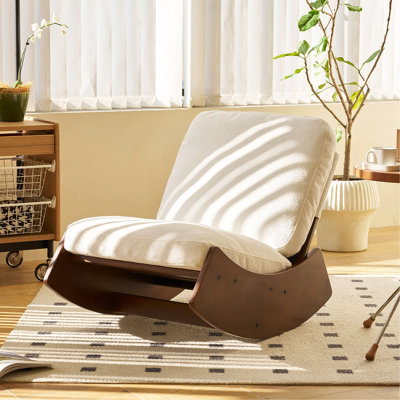Chaise berçante confortable, fauteuil oscillant rembourré de haute qualité, structure en bois massif, chaise de lecture d'appoint parfaite pour les environnements multiples pour la chambre à coucher, le salon et la chambre de bébé