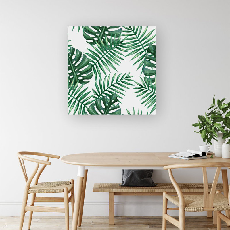 WATERCOLOUR TROPICAL LEAVES - Wrapped Canvas Print