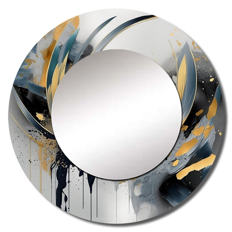 Prema Soft Colors Marble Abstract IV - Miroir mural décoratif en marbre, miroir moderne, impression d'art en métal, Rond