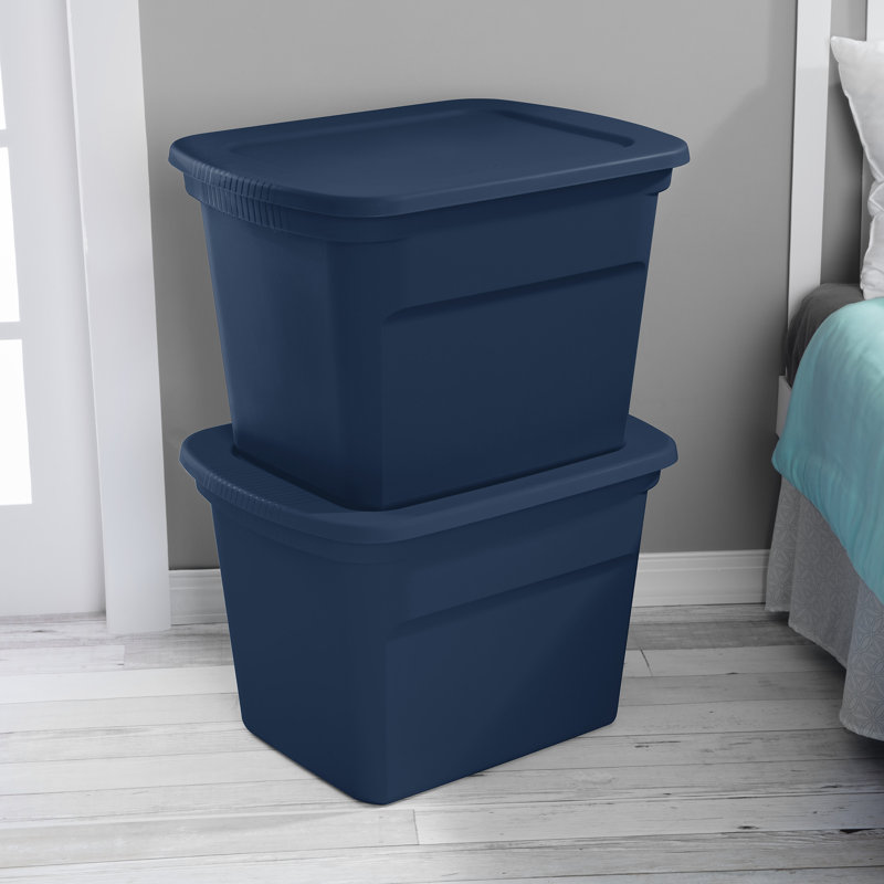Sterilite Plastic Stackable Storage Tote Container Bin, Marine Blue
