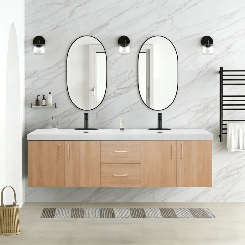 Meuble-lavabo moderne avec lavabo, 72"