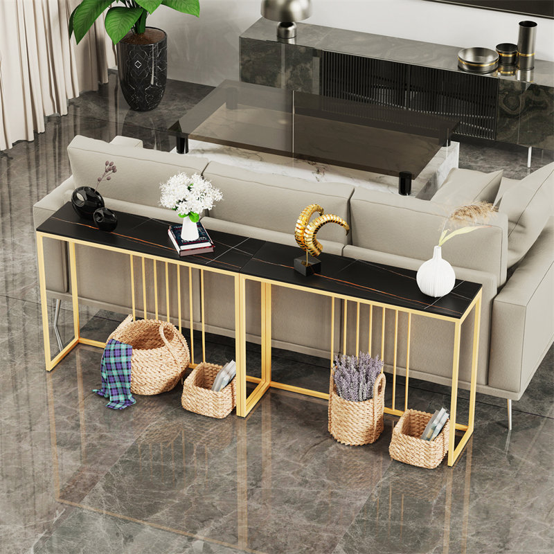 Marble Top Console Table, Black, 78.5cm H x 100cm W x 30cm D