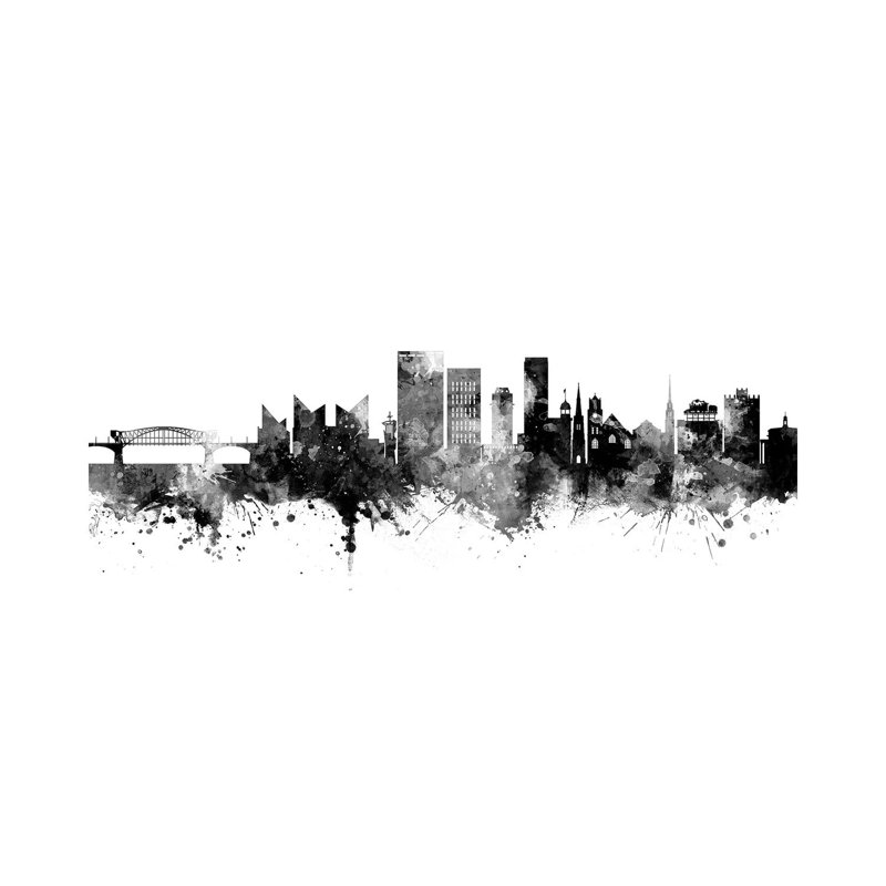 Austin, Texas, horizon, noir et blanc, H 26 po x l 40 po x 1,5 po, Chattanooga
