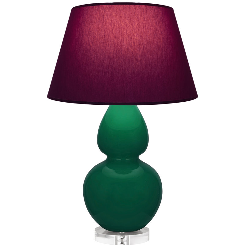 Double Gourd Table Lamp, Daisy Glazed/Silver, Pearl