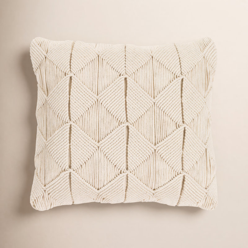 Migramah Cotton Throw Pillow, 20" x 20", Cream, No Fill