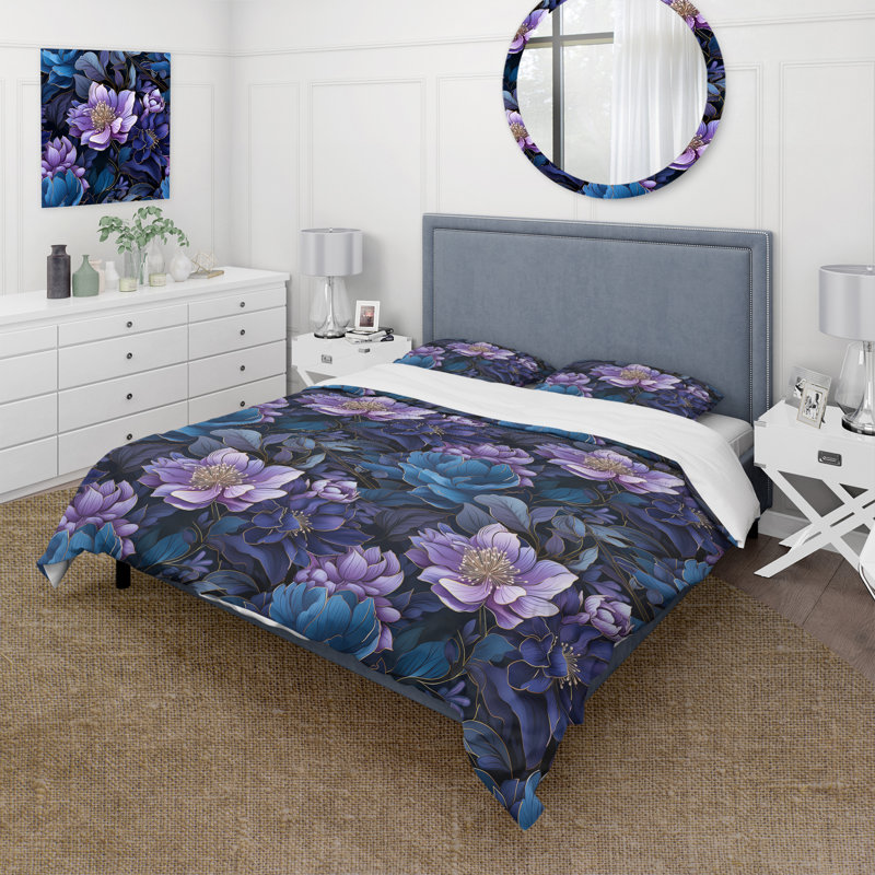 Moody Flora Moody Patterns - Ensemble de housse de couette à motif floral, Housse de couette pour très grand lit et 2 très