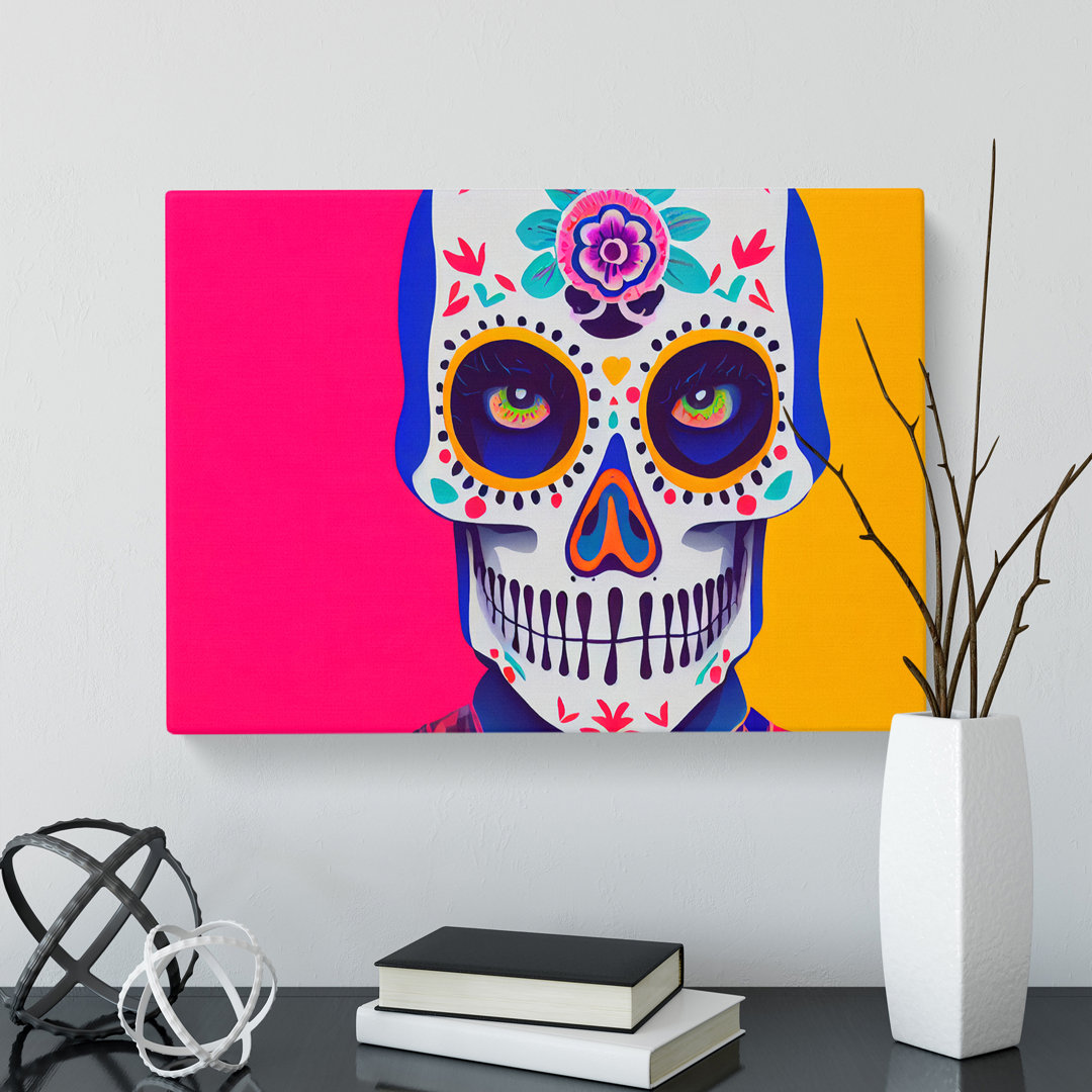 Cosmopolitan Floral Sugar Skull - Wrapped Canvas