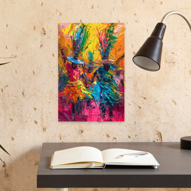 Danse II, impression abstraite audacieuse et colorée tropicale, 18" H x 12" W