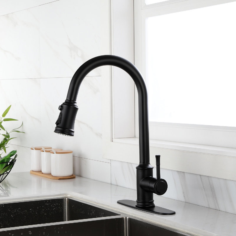 Kitchen Faucet With Touch Feature And 360 - Degree Rotating Pull Down , Matte Black Stainless Steel, Single Handle Water Control, Corrosion , 16.14 In Depth, 10.37 Width, 2.46 Height, 4.72 Lb Weight