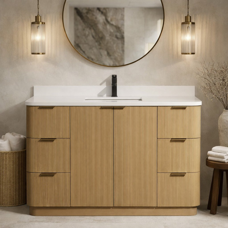 Ensemble de meuble-lavabo simple 48 po avec plateau en quartz Calamigo