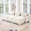 Canapé à trois places, 3 repose-pieds mobiles, équipé d'un coussin lombaire, tissu en chenille, base en bois de haute qualité, conception ergonomique, éponge à haute résilience, facile à installer, études de costumes, beige