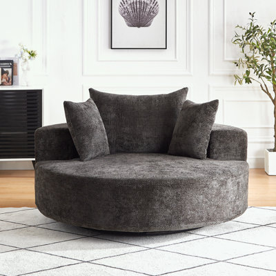 Chenille Swivel single sofa with soft cushion