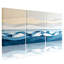 Ensemble de 3 tableaux géométriques abstraits sur toile représentant des vagues océaniques-698538643