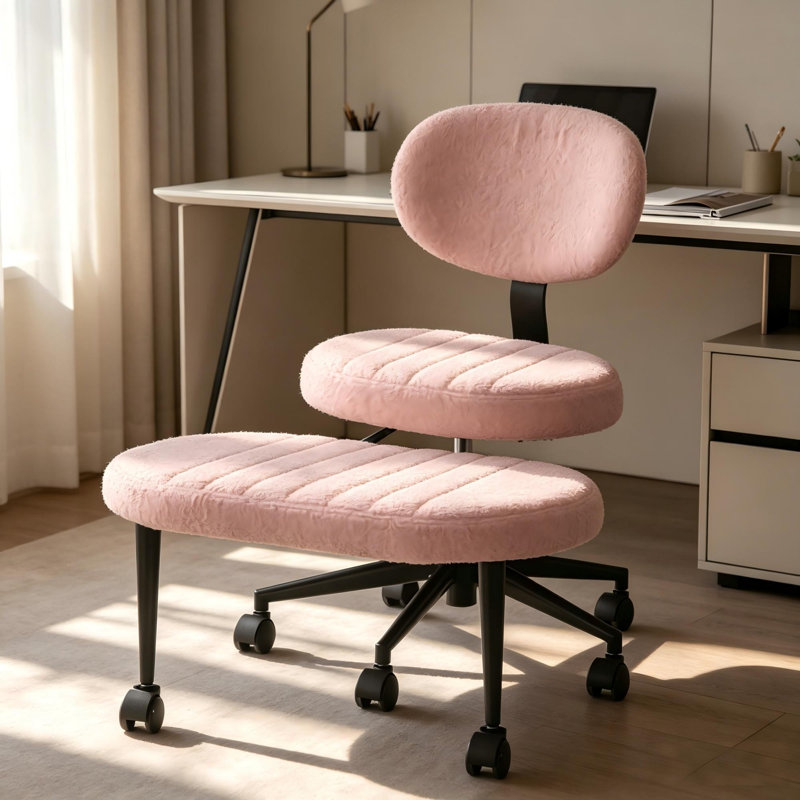 Fauteuil de bureau en velours sans accoudoirs, Rose