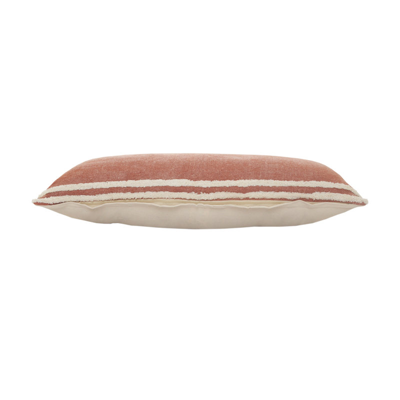 Rectangular Striped Worn/Fade Cotton Throw Pillow Cover, Polyester/Polyfill