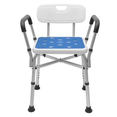 BAOKALER Bathroom Chair with Blue Cushioned Backrest