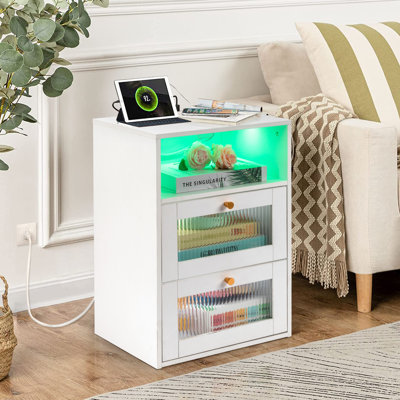 Table de chevet blanche avec USB Jenkinsburg