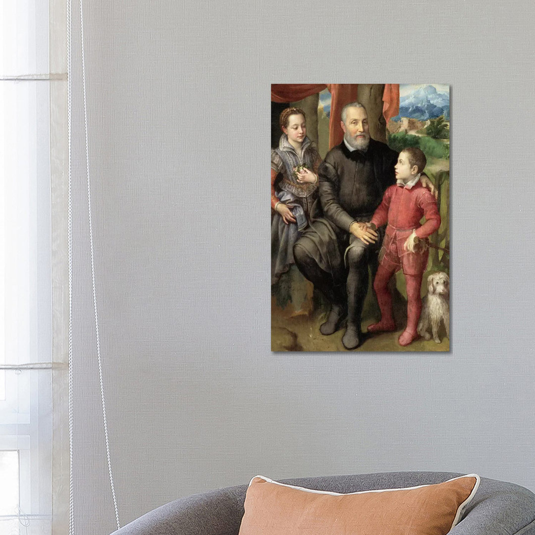 Portrait Of The Artist's Family: Minerva (Sister), Amilcare (Father) And Asdrubale (Brother), 1559 by Sofonisba Anguissola - Wrapped Canvas Painting