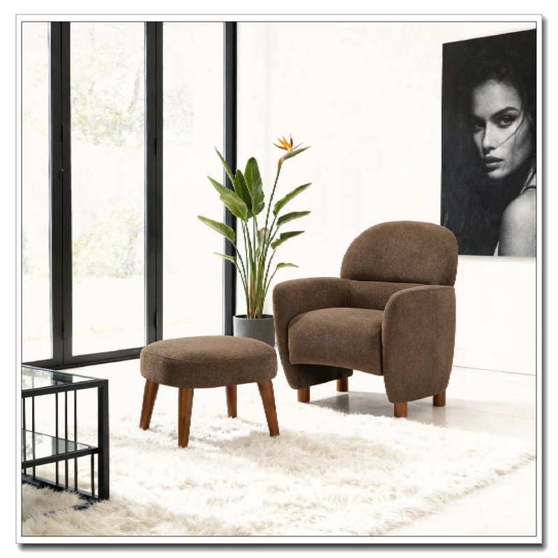 Chaise de loisir rembourrée avec repose-pieds, Brun