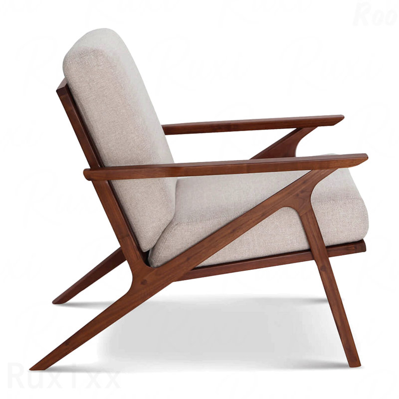 Chaise d'appoint Mid-Century moderne idéale pour les chambres relaxantes en gris et revêtue de tissu