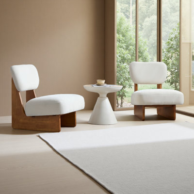 [Ensemble de 2] Méridienne moderne avec revêtement en polyester, base en bois robuste avec une finition naturelle, un siège d'appoint minimaliste et élégant pour le salon