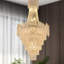 Lustre 15 lumières rondes en cristal impérial moderne chromé de 15,6 po de diamètre, réglable en hauteur