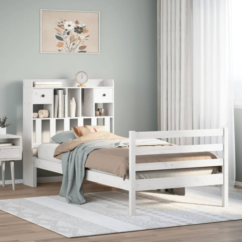 Ludowici Solid Wood Bed, White, 90 cm W x 190 cm L