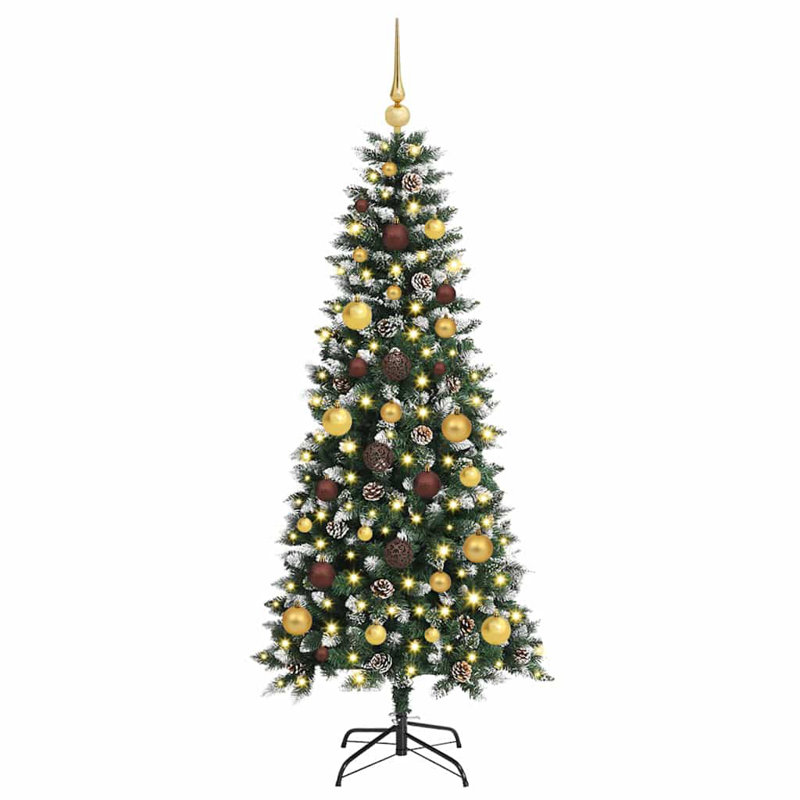 Arbre de Noël artificiel vidaXL avec 150 lumières DEL vertes 59,06 po, 4.9"