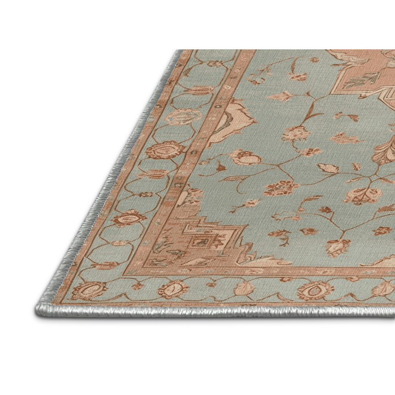 Machine Washable Afyon Beige Area Rug, Round 5'
