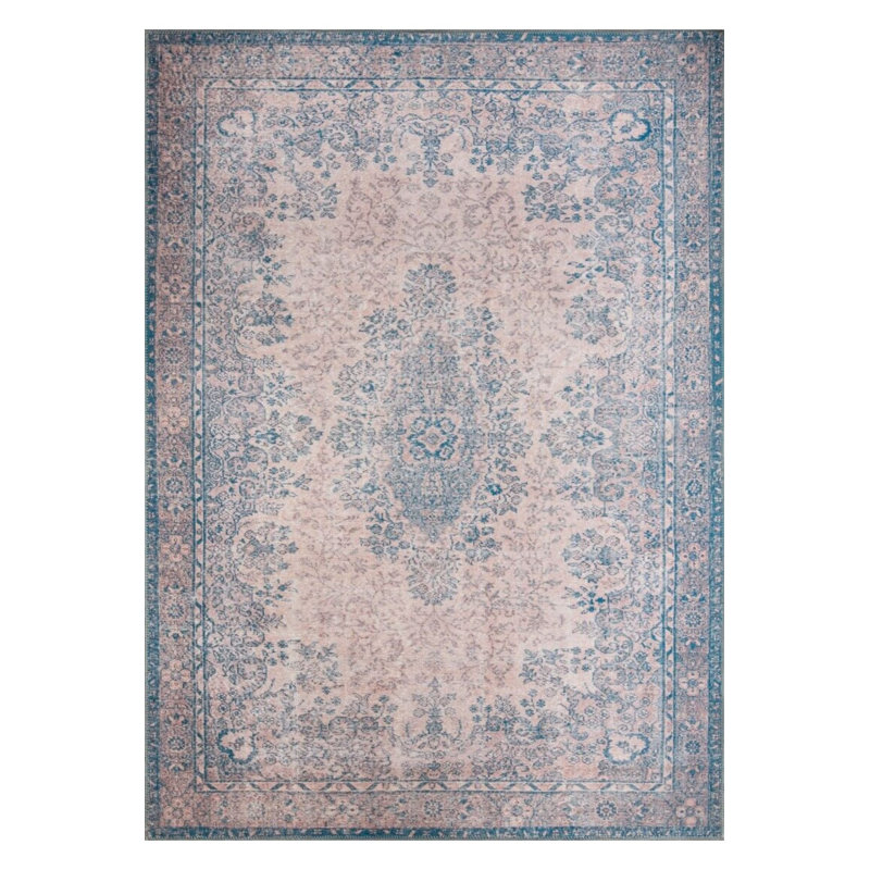 Tapis rose poudré décoratif rétro, Rectangle 7 pi 7 po x 10 pi 10 po