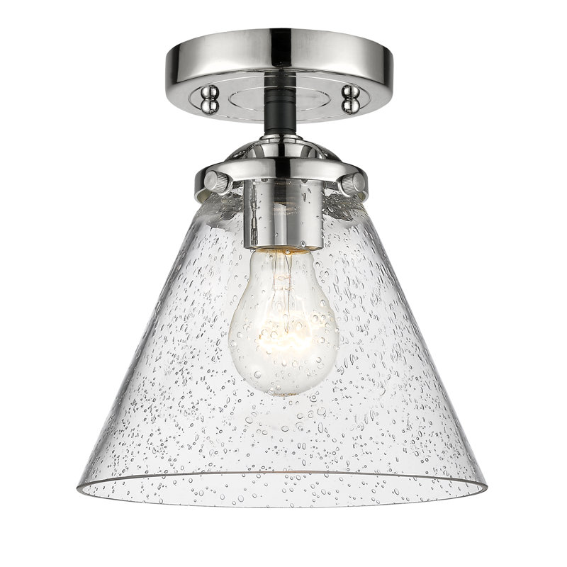 Plafonnier semi-encastré 1 lumière 7,75 "teme, Blanc mat, DEL, Nickel poli noir