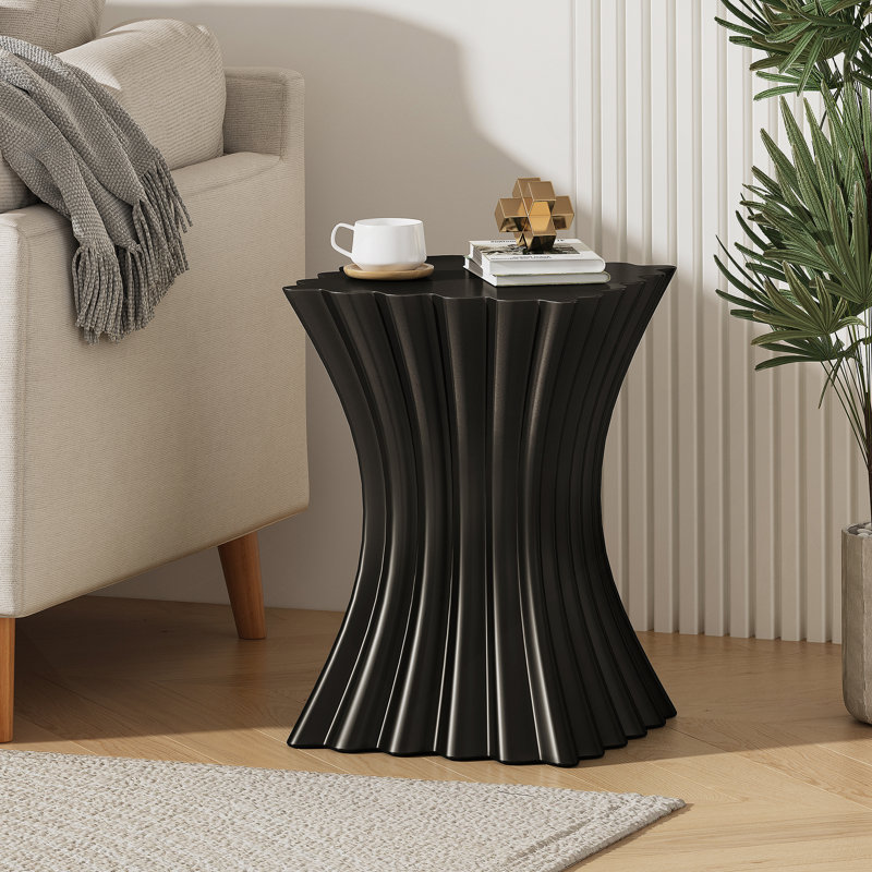 Table d'appoint, table de bout Wave Design, table d'appoint pour l'intérieur et l'extérieur, Noir