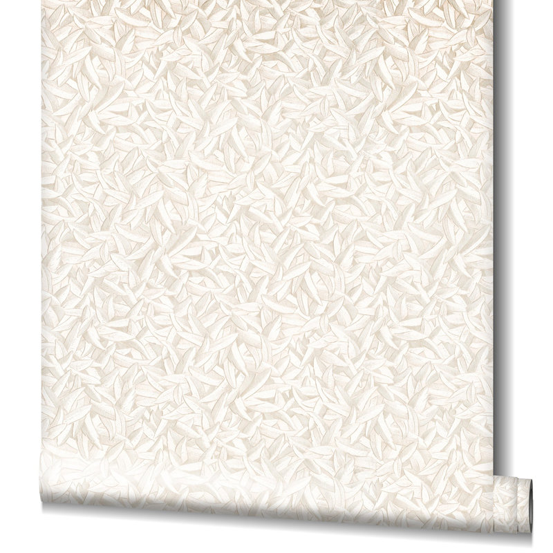 Minoris Textured Leaves Sheen Wallpaper Roll, Beige