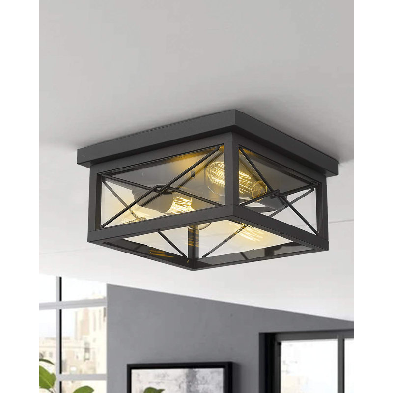 Plafonnier encastré 2 lumières au fini noir