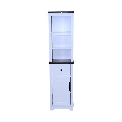 Narrow Cabinet For Bathroom And Living, Aesthetic With Adjustable Shelves, Storage Drawer, White Black Walnut, Quick Assembly Living Areas, Style Body Walnut Top, Great Limited Space