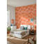 Papier peint floral amovible moderne orange-110599077
